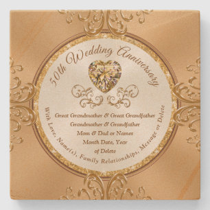 Gepersonaliseerde 50e Jubileum Onderzetters, koop  Stenen Onderzetter