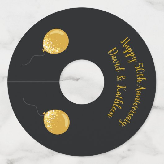 Gepersonaliseerde 50e Jubileum wijnglas Labels (Voorkant)