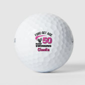 Gepersonaliseerde 50e verjaardag - Pink Fore-get L Golfballen (Voorkant)