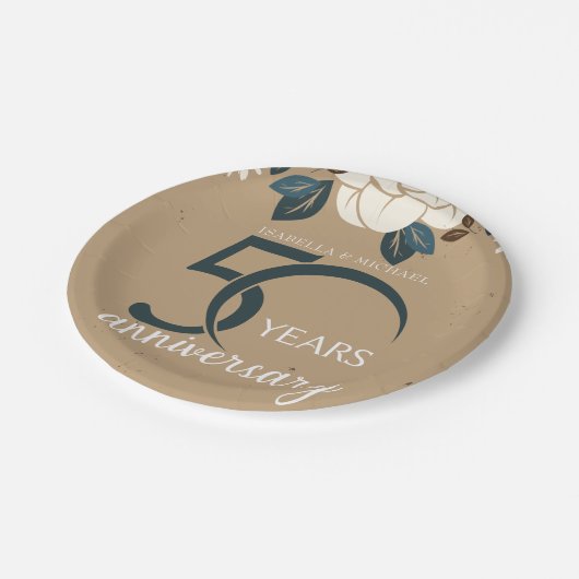Gepersonaliseerde 50ste bruiloft Jubileum rustiek Papieren Bordje (Gekanteld)