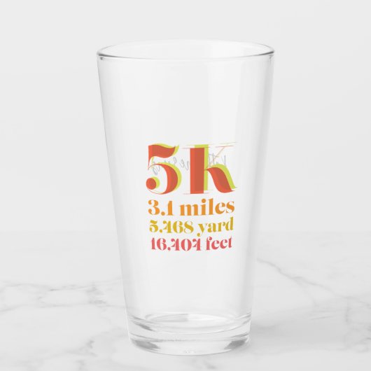 Gepersonaliseerde 5K Race Running Bold Tekst Glas (Voorkant)