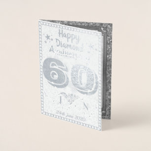 Gepersonaliseerde 60e Diamond Wedding Jubileum Kaa Folie Kaarten