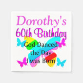 GEPERSONALISEERDE 60E VERJAARDAG VLINDER SERVETTEN (Voorkant)