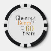 Gepersonaliseerde 60ste verjaardag Cheers Beers Poker Chips (Voorkant)
