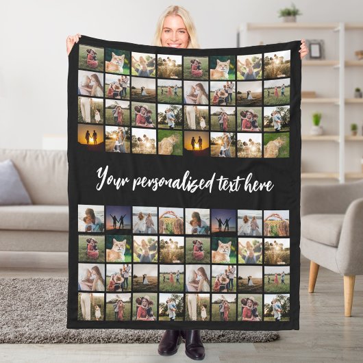 Gepersonaliseerde 64 fotocollage fleece deken
