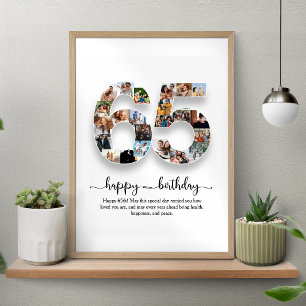 Gepersonaliseerde 65e verjaardag Fotocollage Poste Poster