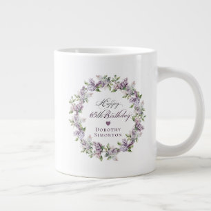 Gepersonaliseerde 65e Verjaardag Gift Paarse Lila Extra Grote Beker