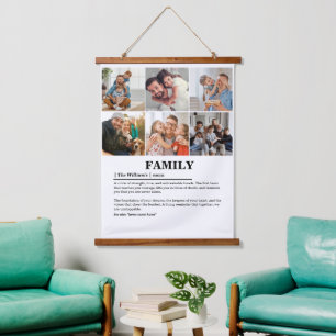 Gepersonaliseerde 6 foto collage familie definitie hangend wandkleed