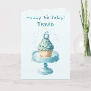 Gepersonaliseerde 6e Verjaardag Cupcake Kaart