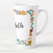 Gepersonaliseerde 70's bloem thema groot latte mok (Rechts)