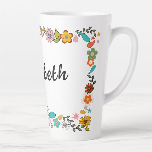 Gepersonaliseerde 70's bloem thema groot latte mok (Rechts)