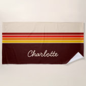 Gepersonaliseerde 70s  Retro Stripes Monogram Strandlaken (Voorkant)