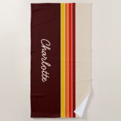 Gepersonaliseerde 70s  Retro Stripes Monogram Strandlaken (Voorkant)
