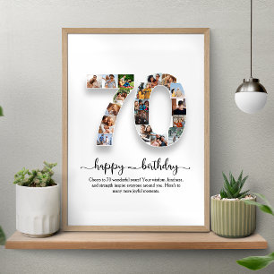 Gepersonaliseerde 70ste verjaardag Fotocollage Pos Poster