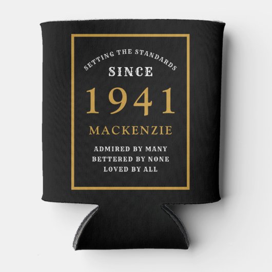 Gepersonaliseerde 80e verjaardag 1941 Elegant Blac Blikjeskoeler (Voorkant)