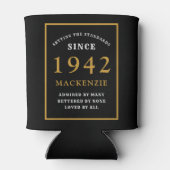 Gepersonaliseerde 80e verjaardag 1942 Elegant Blac Blikjeskoeler (Achterkant)