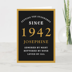 Gepersonaliseerde 80e verjaardag 1942 zwarte Gold- Kaart