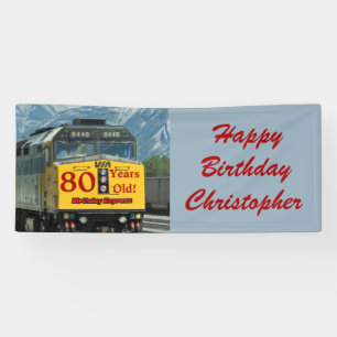 Gepersonaliseerde 80e verjaardag gele motor voor t spandoek