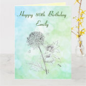 Gepersonaliseerde 80ste verjaardag kaart (Gele Bloem)