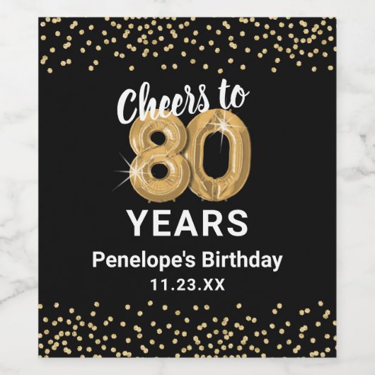Gepersonaliseerde 80ste verjaardag wijn etiket (Enkel label)
