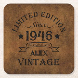 Gepersonaliseerde 80ste verjaardagscadeaus vierkante kartonnen onderzetter