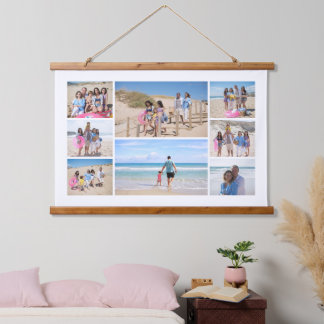 Gepersonaliseerde 8 foto collage hangend wandkleed
