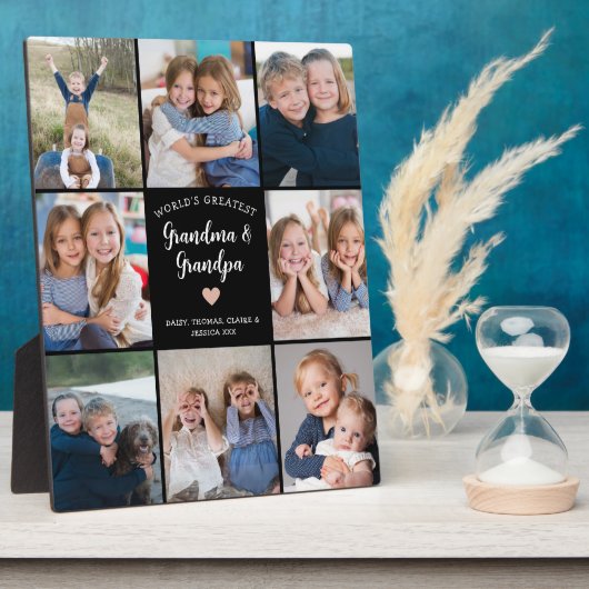 Gepersonaliseerde 8 Photo Collage Grootouders Mode Fotoplaat (Zijkant)