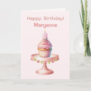 Gepersonaliseerde 8e Verjaardag Cupcake Kaart