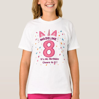 Gepersonaliseerde 8e verjaardag Shirt voor meisjes