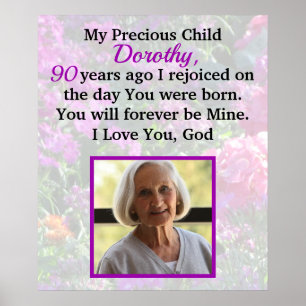 GEPERSONALISEERDE 90E BIRTHDAY FOTO PRAYER POSTER
