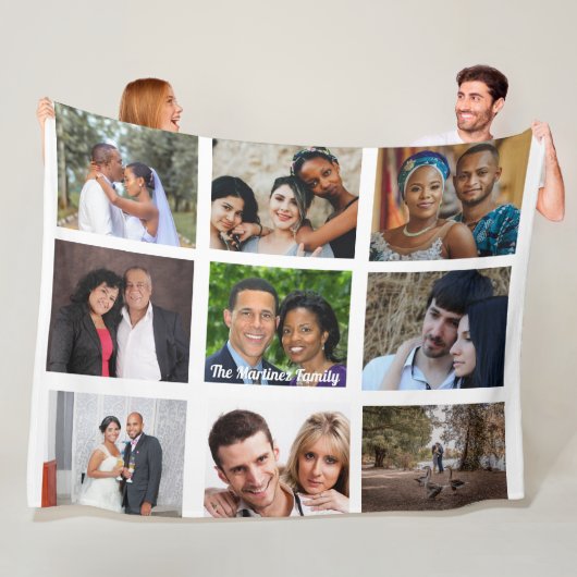 Gepersonaliseerde 9-Afbeelding fleece deken (In situ)