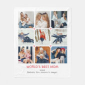 Gepersonaliseerde 9-foto 's Werelds beste moeder' Fleece Deken (Voorkant)