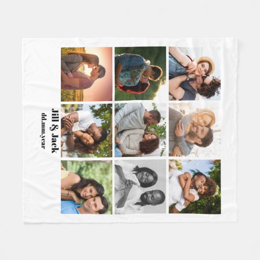 Gepersonaliseerde 9 Photo Collage Sjabloon voor ko Fleece Deken (Voorkant (Horizontaal))