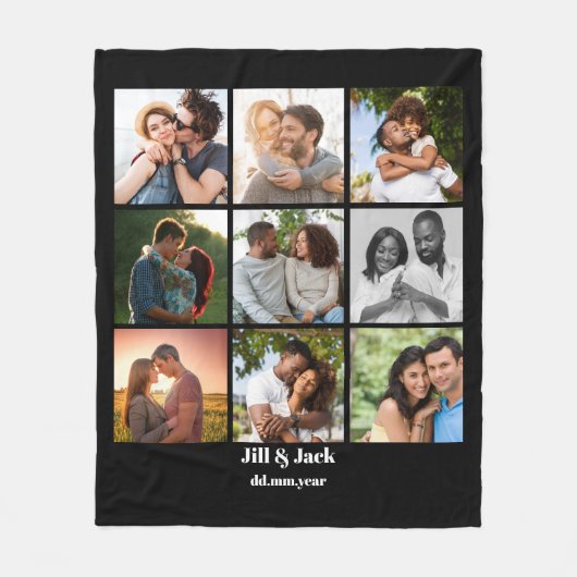 Gepersonaliseerde 9 Photo Collage Sjabloon voor ko Fleece Deken (Voorkant)