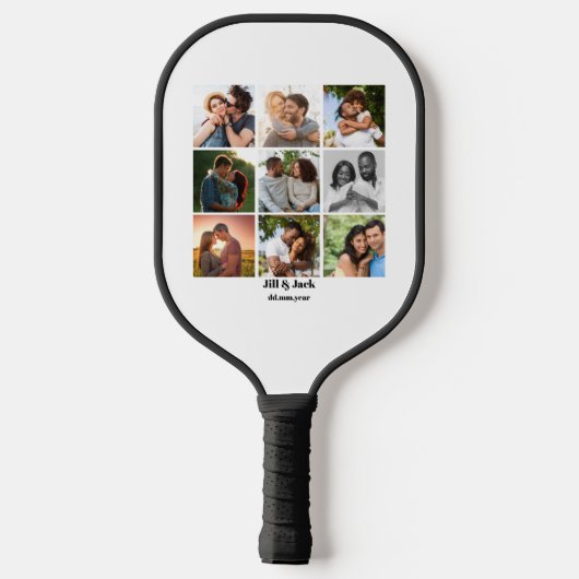 Gepersonaliseerde 9 Photo Collage Sjabloon voor ko Pickleball Paddle (Achterkant)
