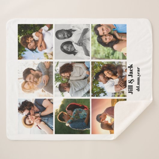 Gepersonaliseerde 9 Photo Collage Sjabloon voor ko Sherpa Deken (Voorkant (horizontaal))
