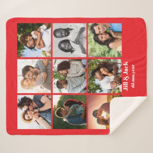 Gepersonaliseerde 9 Photo Collage Sjabloon voor ko Sherpa Deken (Voorkant (horizontaal))