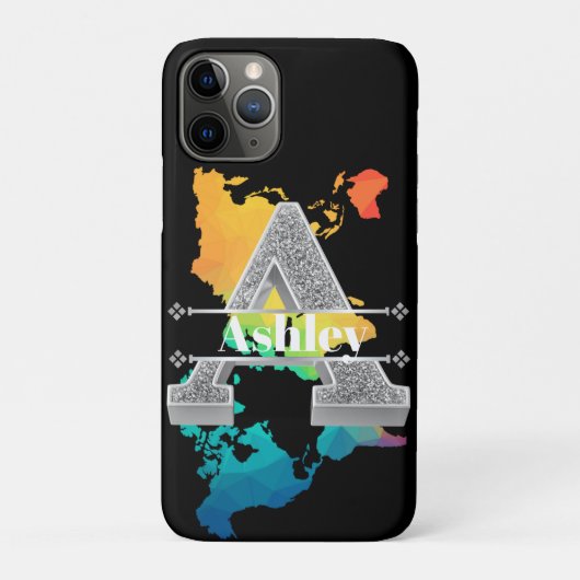 Gepersonaliseerde A Initiaal Silver Monogram Jouw  Case-Mate iPhone Case (Achterkant)