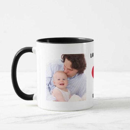 Gepersonaliseerde aangepaste familiefoto Ik hou va Mok (Links)