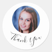 Gepersonaliseerde aangepaste foto dank je ronde sticker (Voorkant)