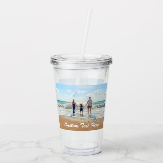 Gepersonaliseerde Aangepaste Foto en Tekst Acryl T Acryl Drinkbeker (Achterkant)