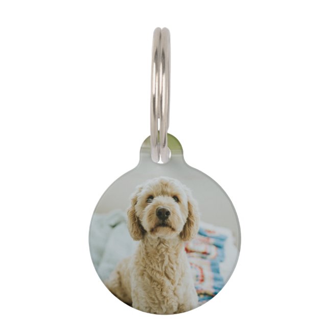 Gepersonaliseerde aangepaste foto en tekst huisdierpenning (Voorkant)