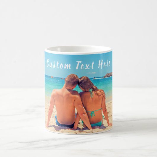 Gepersonaliseerde Aangepaste Foto en Tekst Koffie Koffiemok (Center)