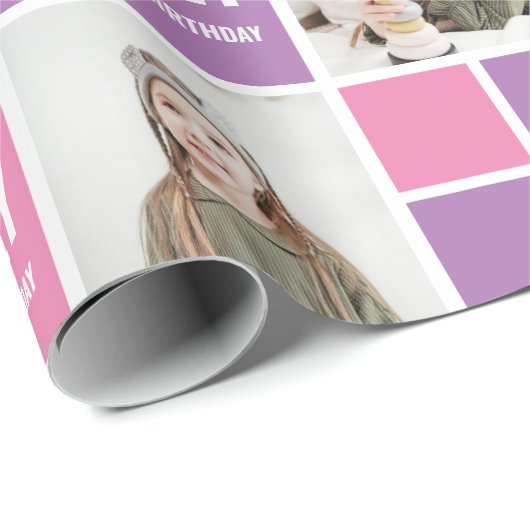 Gepersonaliseerde aangepaste foto verjaardagscadea cadeaupapier (Rol Hoek)