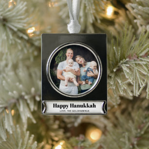 Gepersonaliseerde aangepaste fototekst elegante Ch Verzilverd Banner Ornament