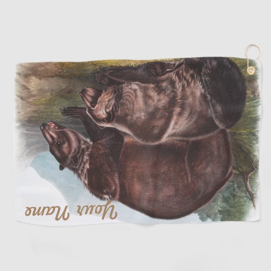 Gepersonaliseerde aangepaste grizzly-Beer cadeaus Golfhanddoek (Horizontaal)