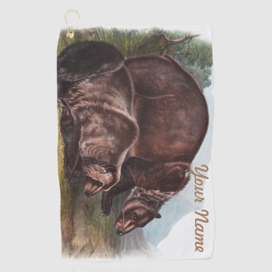 Gepersonaliseerde aangepaste grizzly-Beer cadeaus Golfhanddoek (Voorkant)