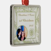 Gepersonaliseerde aangepaste groene Gerbera Daisy  Metalen Ornament (Rechts)