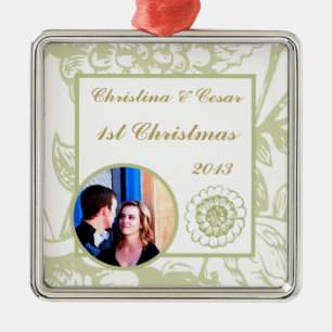 Gepersonaliseerde aangepaste groene Gerbera Daisy  Metalen Ornament