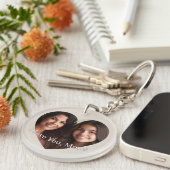 Gepersonaliseerde aangepaste hartfoto Naam toevoeg Sleutelhanger (Voorkant Rechts)